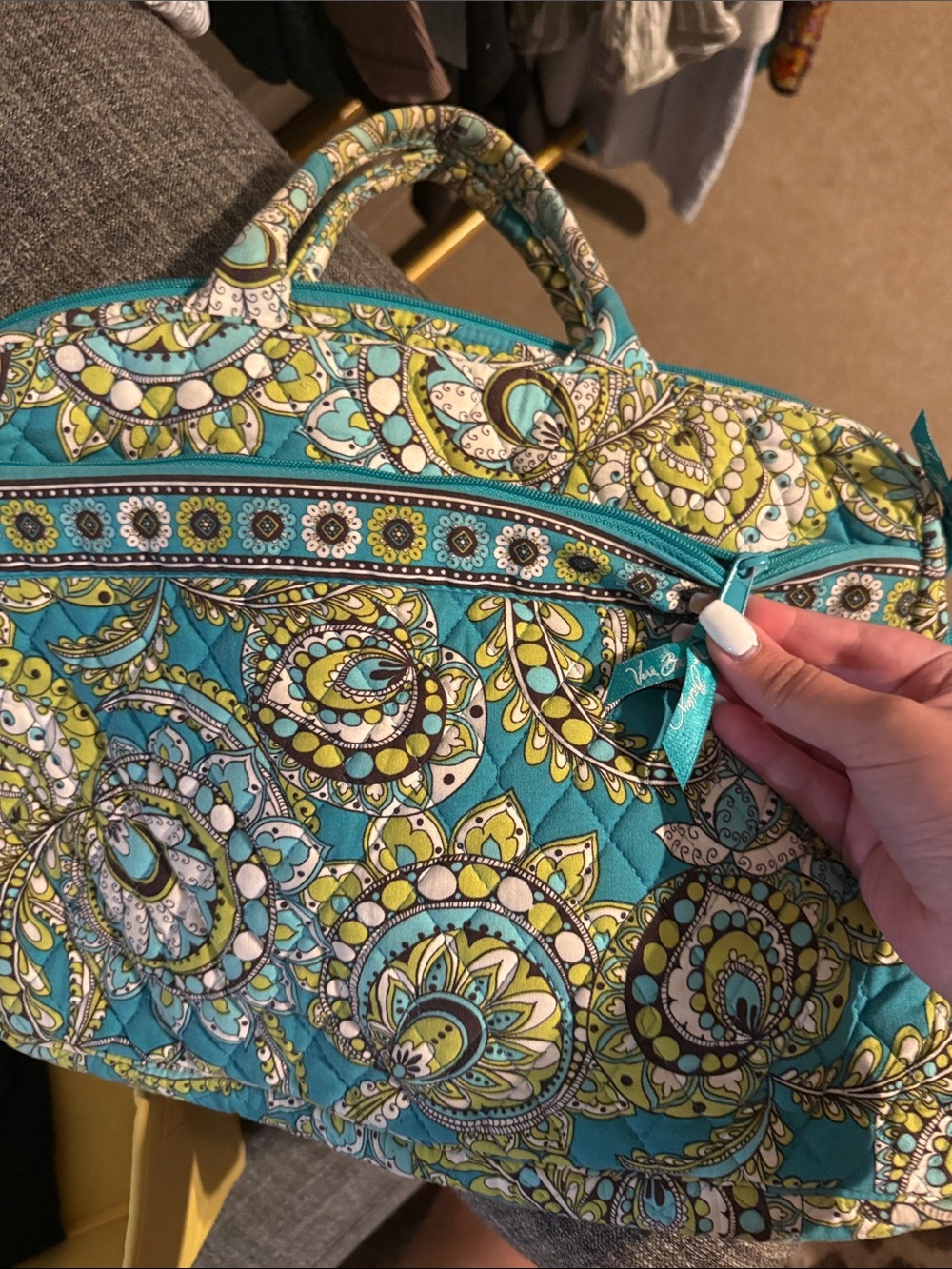 Vera Bradley Turquoise & Lime Paisley Quilted Computer bag